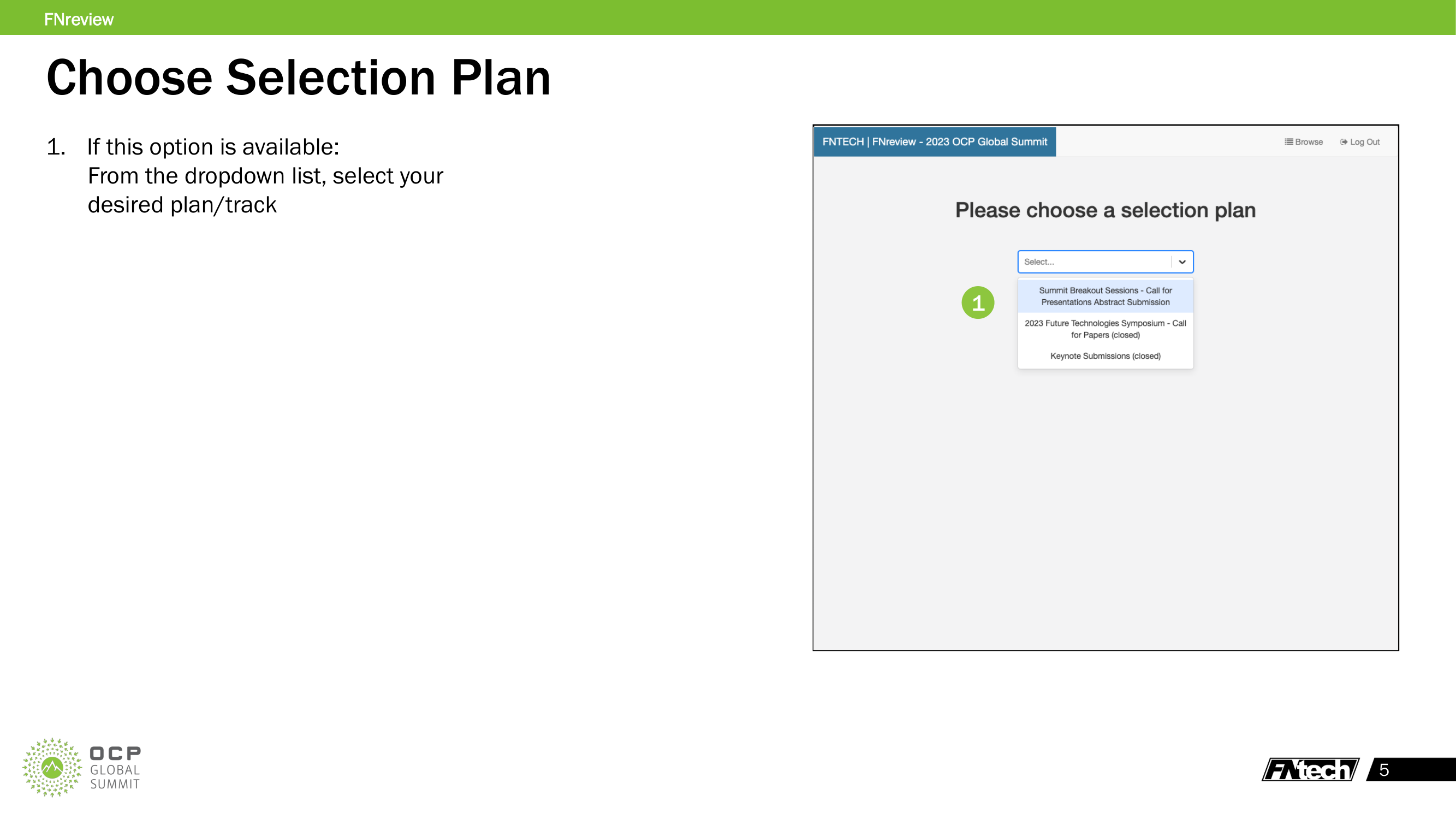 Choose Selection Plan