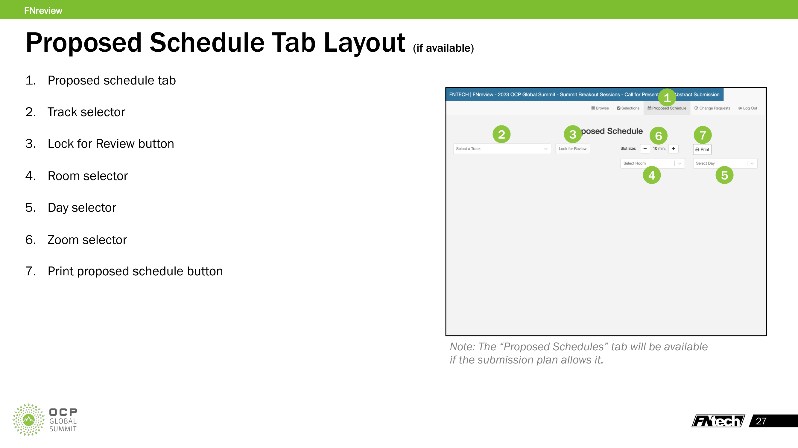 Proposed Schedule Tab Layout
