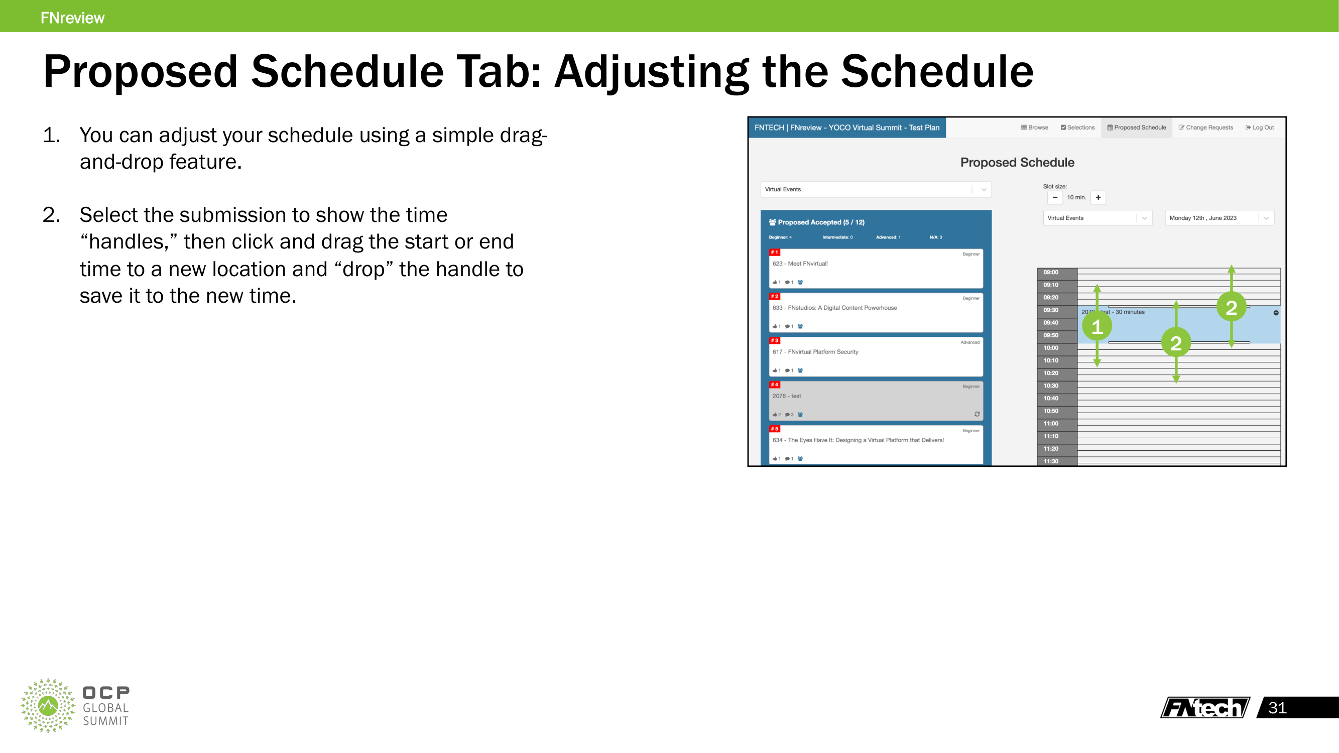 Adjusting the Schedule