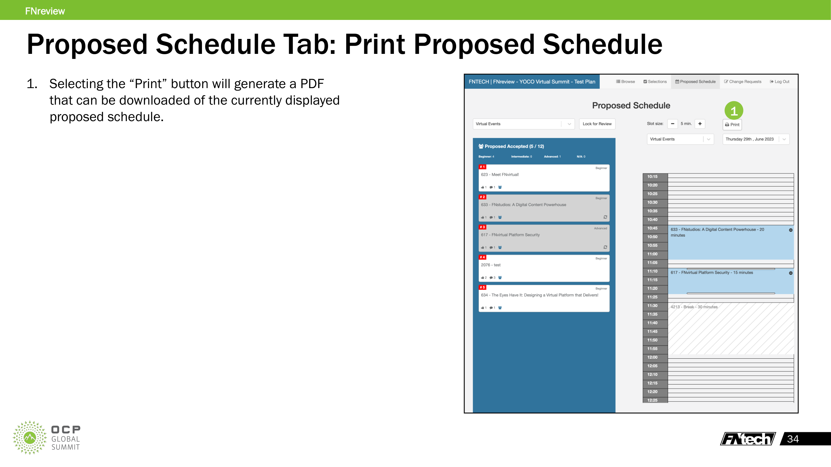 Print Proposed Schedule